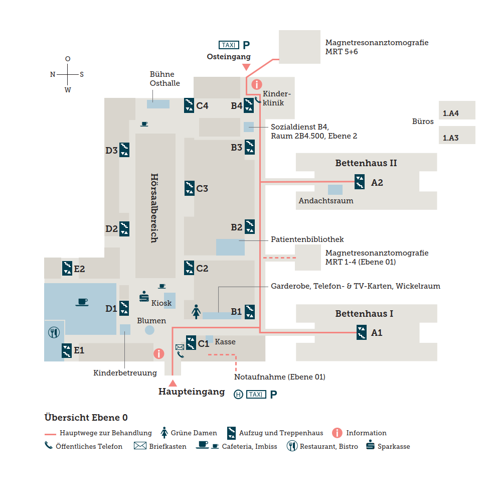 Lageplan der Ebene 0 des Hauptgebäudes